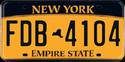 NY license plate FDB4104