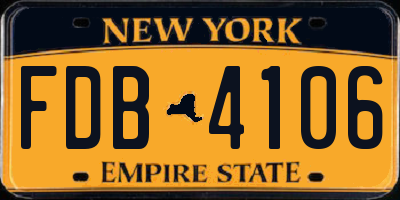 NY license plate FDB4106