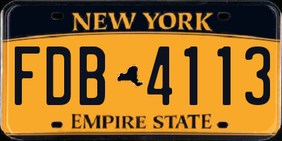 NY license plate FDB4113