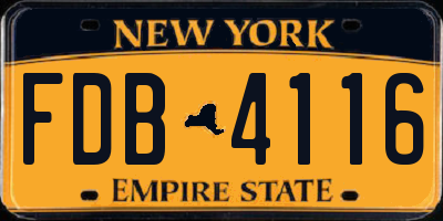 NY license plate FDB4116