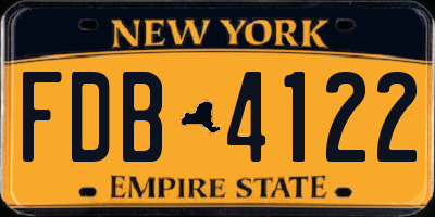 NY license plate FDB4122