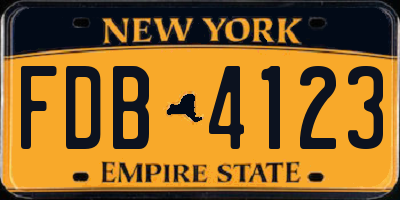 NY license plate FDB4123