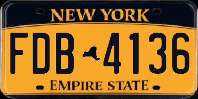 NY license plate FDB4136