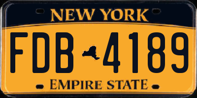 NY license plate FDB4189
