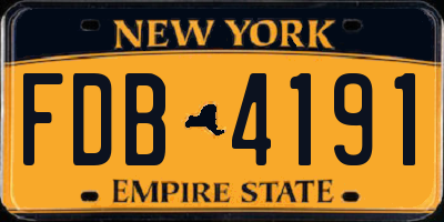 NY license plate FDB4191