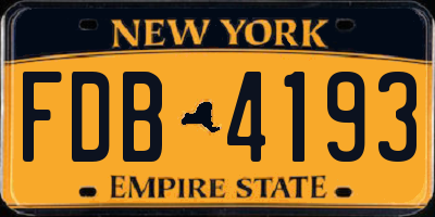 NY license plate FDB4193