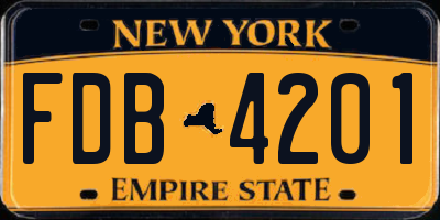 NY license plate FDB4201
