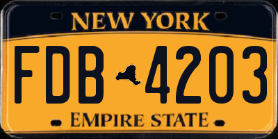 NY license plate FDB4203