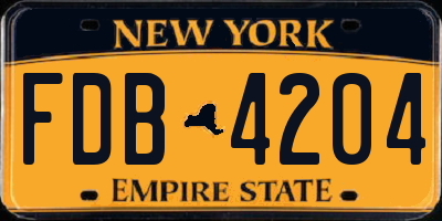 NY license plate FDB4204