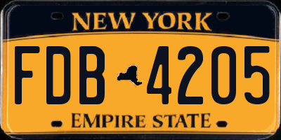 NY license plate FDB4205