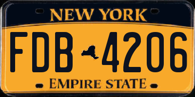 NY license plate FDB4206