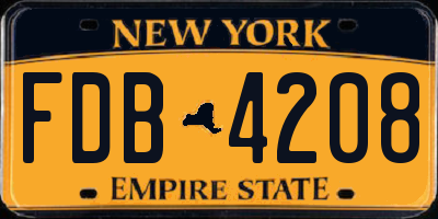 NY license plate FDB4208