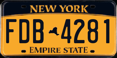 NY license plate FDB4281