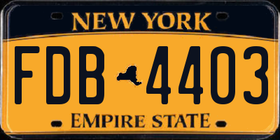 NY license plate FDB4403