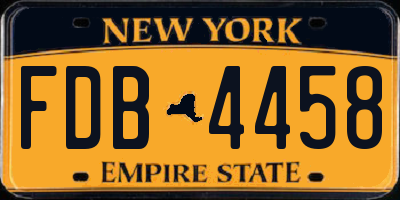 NY license plate FDB4458