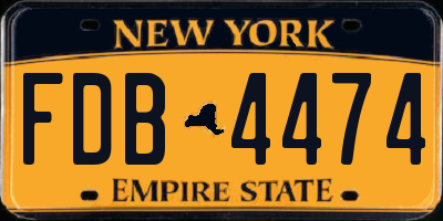 NY license plate FDB4474