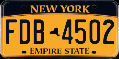 NY license plate FDB4502