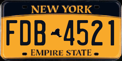 NY license plate FDB4521