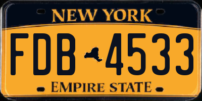 NY license plate FDB4533