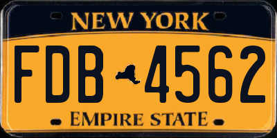 NY license plate FDB4562