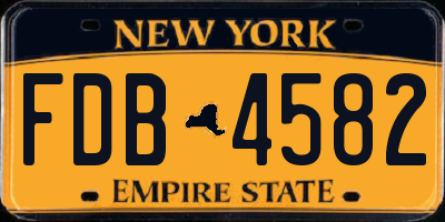 NY license plate FDB4582