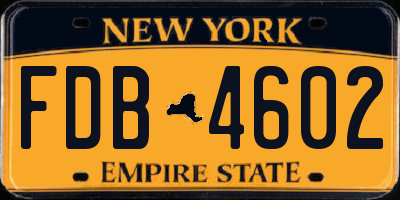 NY license plate FDB4602