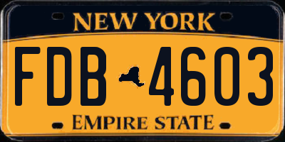NY license plate FDB4603