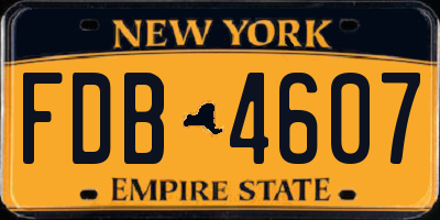 NY license plate FDB4607