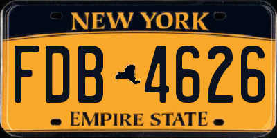 NY license plate FDB4626