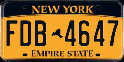NY license plate FDB4647