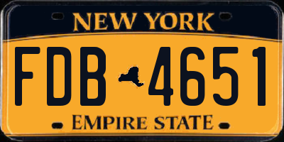 NY license plate FDB4651