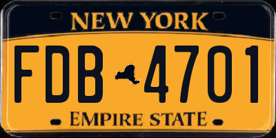 NY license plate FDB4701