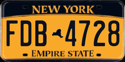 NY license plate FDB4728