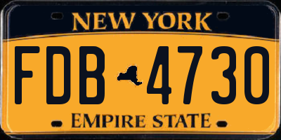 NY license plate FDB4730