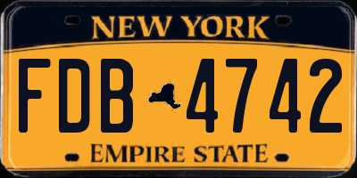 NY license plate FDB4742