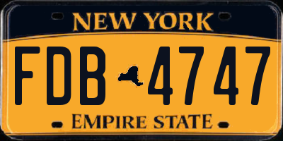 NY license plate FDB4747