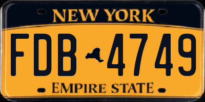 NY license plate FDB4749