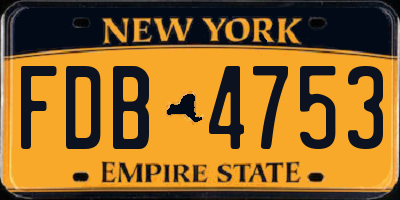 NY license plate FDB4753