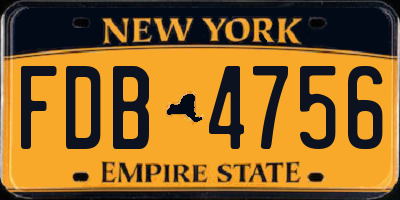 NY license plate FDB4756