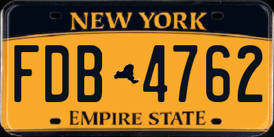 NY license plate FDB4762