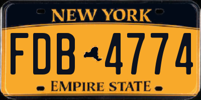 NY license plate FDB4774