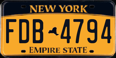 NY license plate FDB4794