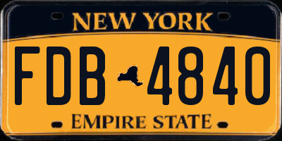 NY license plate FDB4840