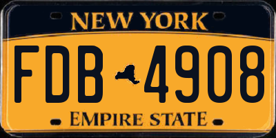 NY license plate FDB4908