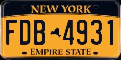 NY license plate FDB4931