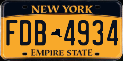 NY license plate FDB4934