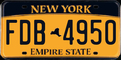 NY license plate FDB4950