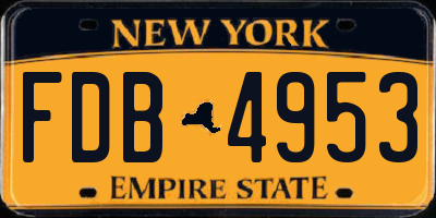 NY license plate FDB4953