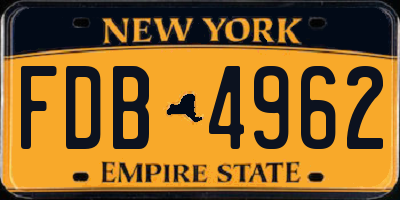 NY license plate FDB4962
