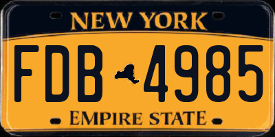 NY license plate FDB4985